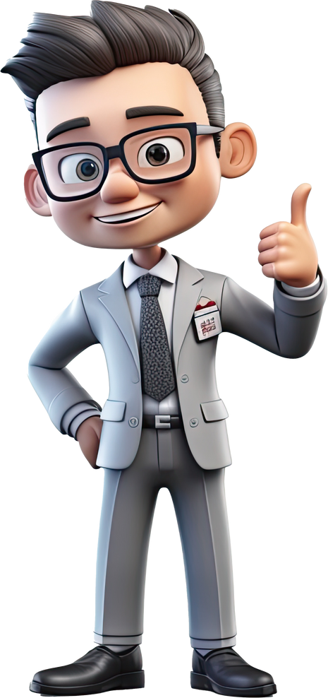 3d cartoon businessman on transparent background generative ai 10